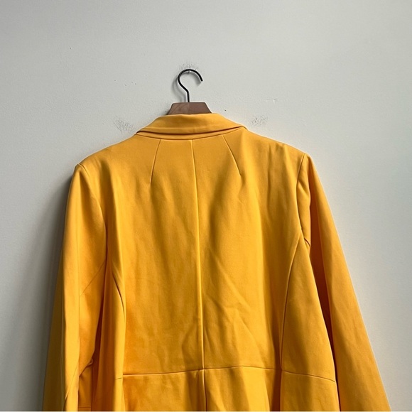New ELOQUII Peplum Stretch Work Blazer Marigold Yellow Plus 26 Double Breasted - Picture 12 of 16